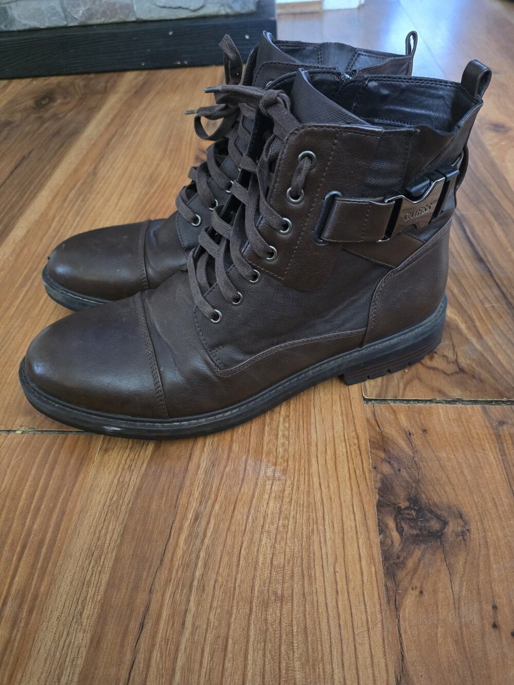 BRAND NEW Guess Mens Dark Brown Rand Lace Up Zip Closure Combat Boots Size 13